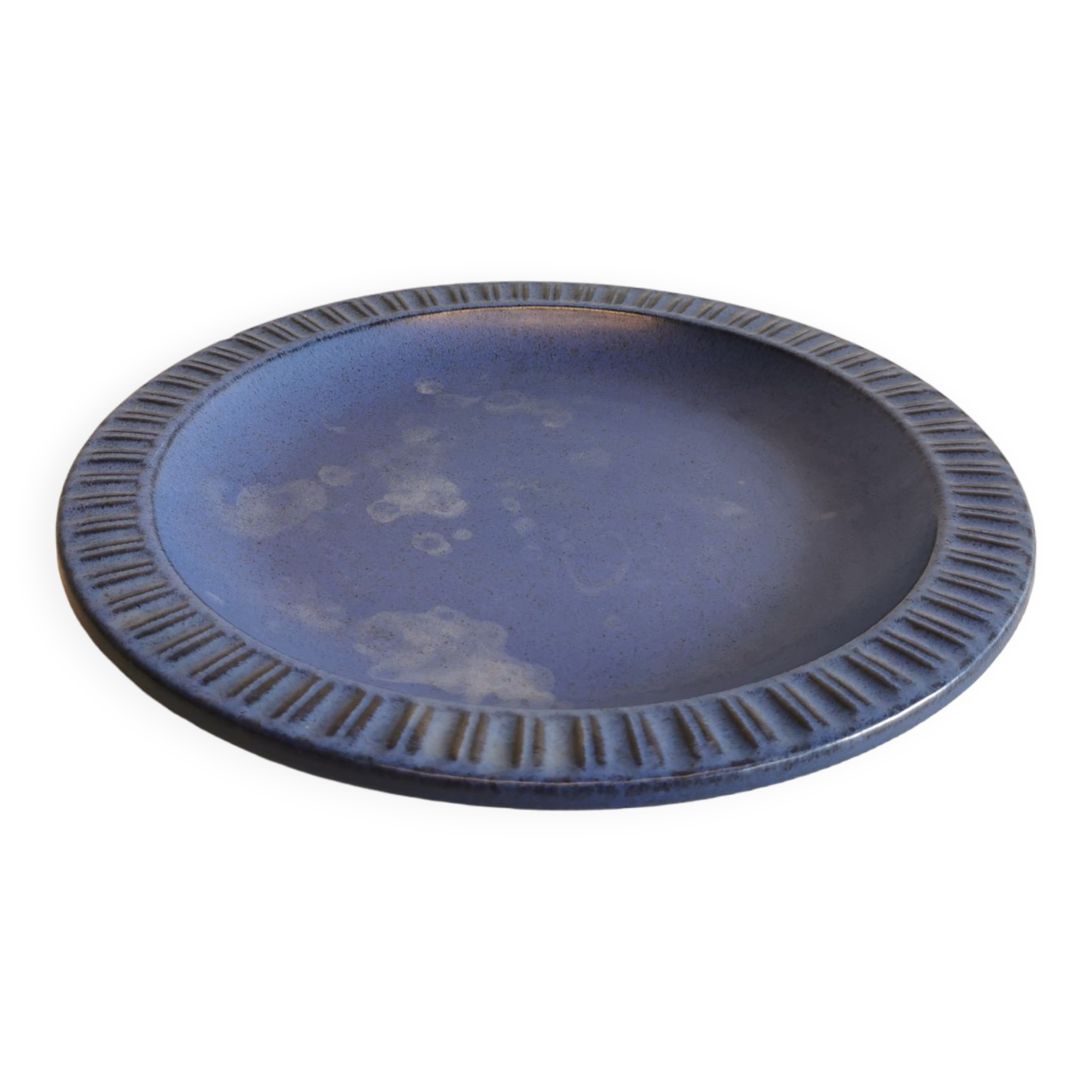 Ceramic plate, from Danish Knapstrup, in beautiful blue glaze.