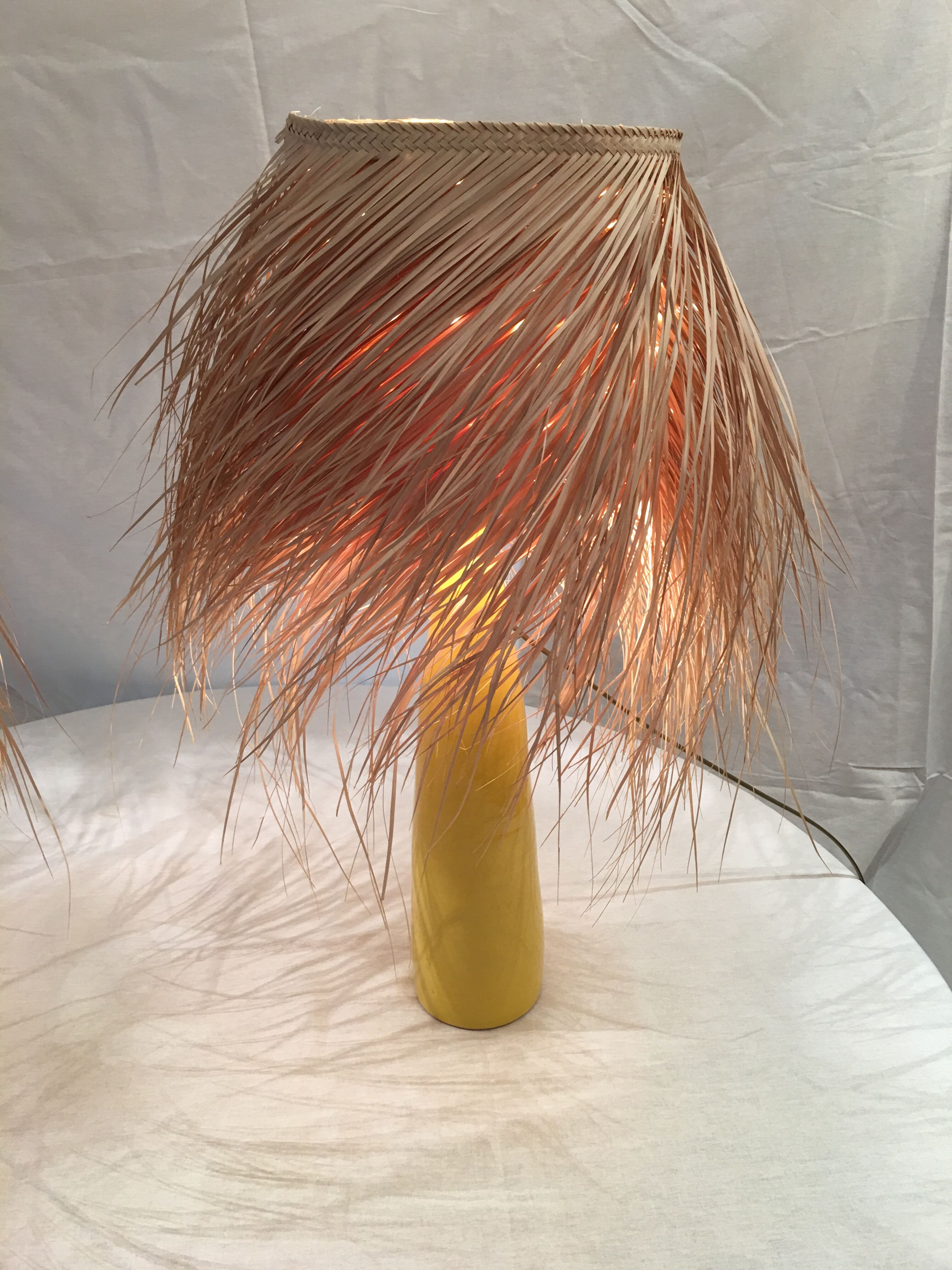 Yellow ceramic lamps pair