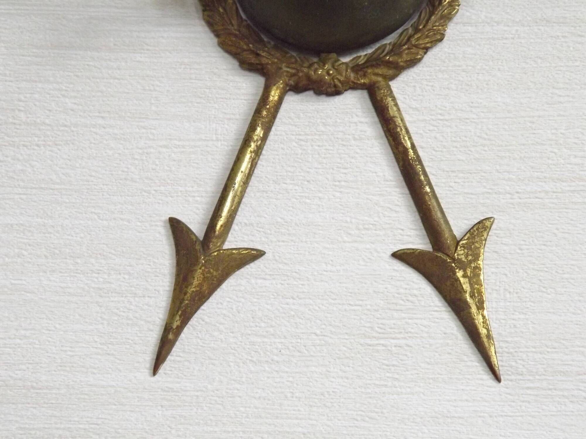 French Vintage Bronze Empire Arrow & Quiver Criss Cross Double Wall Sconces