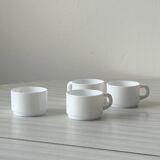 4 white retro espresso cups