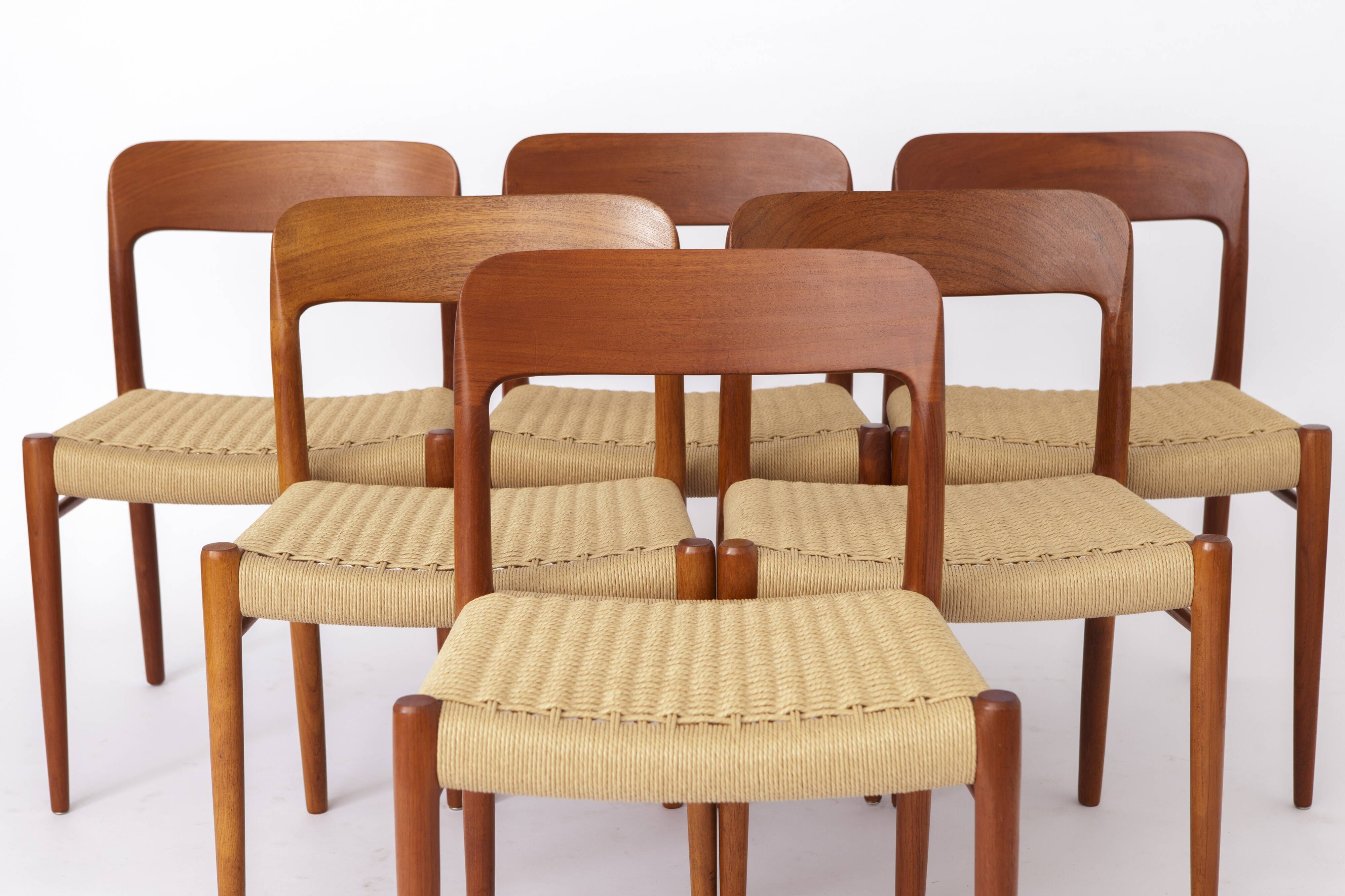 Large Set of 8 Niels Otto Møller Teak Dining Chairs – Model 75 (1950s)