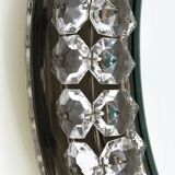 Backlit circular wall mirror Bakalowits Vienna with large crystals, Austria, 1950s