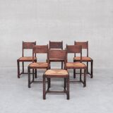 Set of six rush mid-century dining chairs