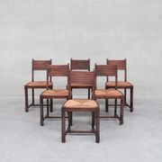 Set of six rush mid-century dining chairs