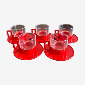 Set of 5 cups and under cups Moulinex