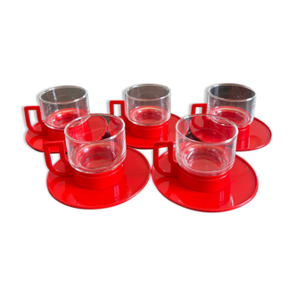 Set of 5 cups and under cups Moulinex