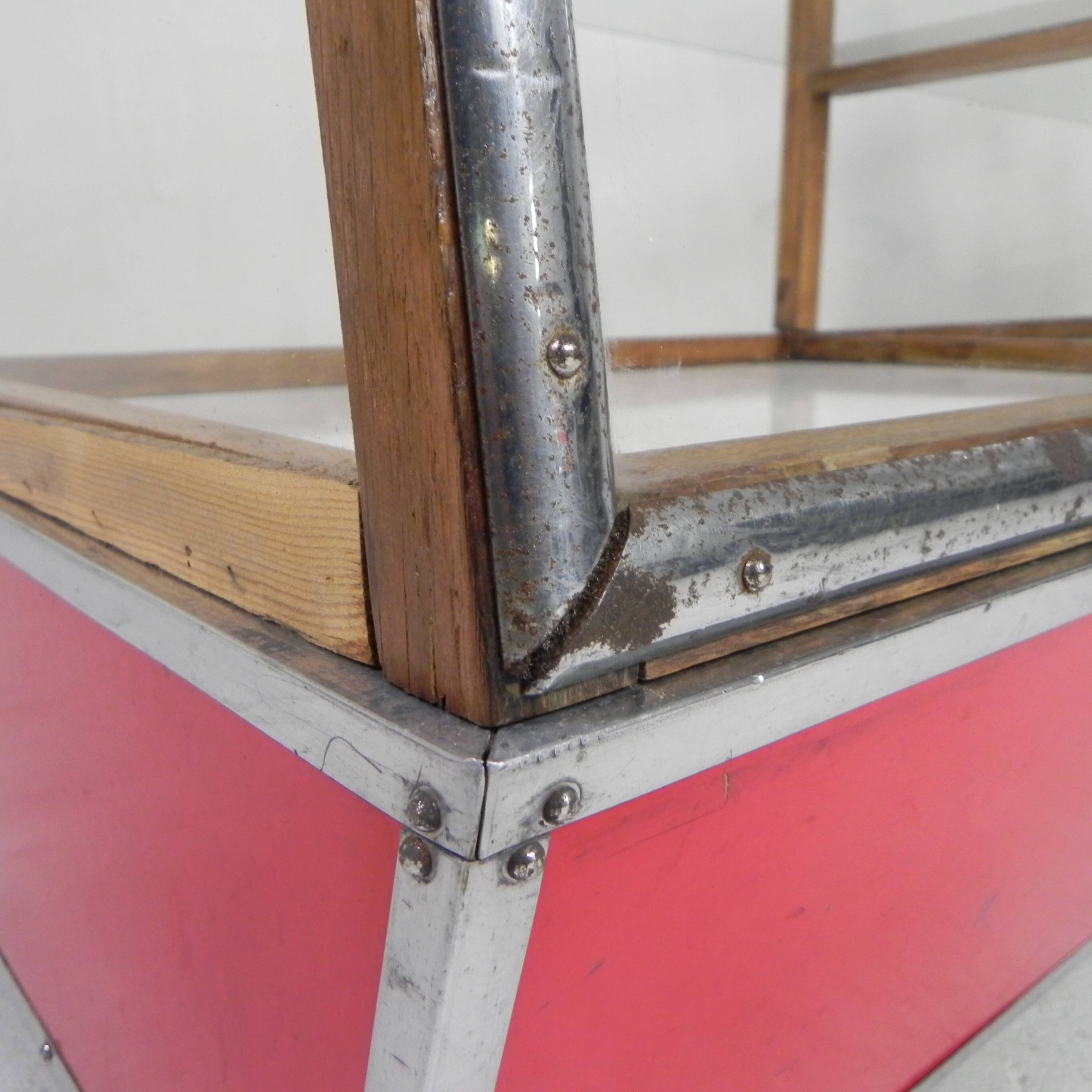 Vintage bakery display case, counter on castors 1950s