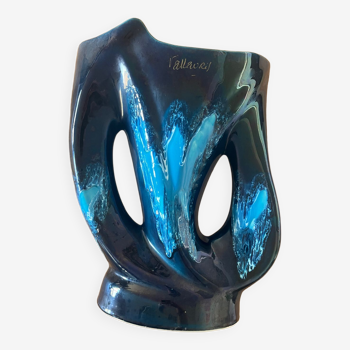 Intense blue Vallauris vase with gradient