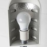 Table lamp in metal and gray porcelain from 1960, original articulated and restored