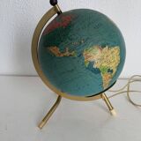 Vintage 1967 terrestrial globe Taride tripod gold glass world map - 22 cm