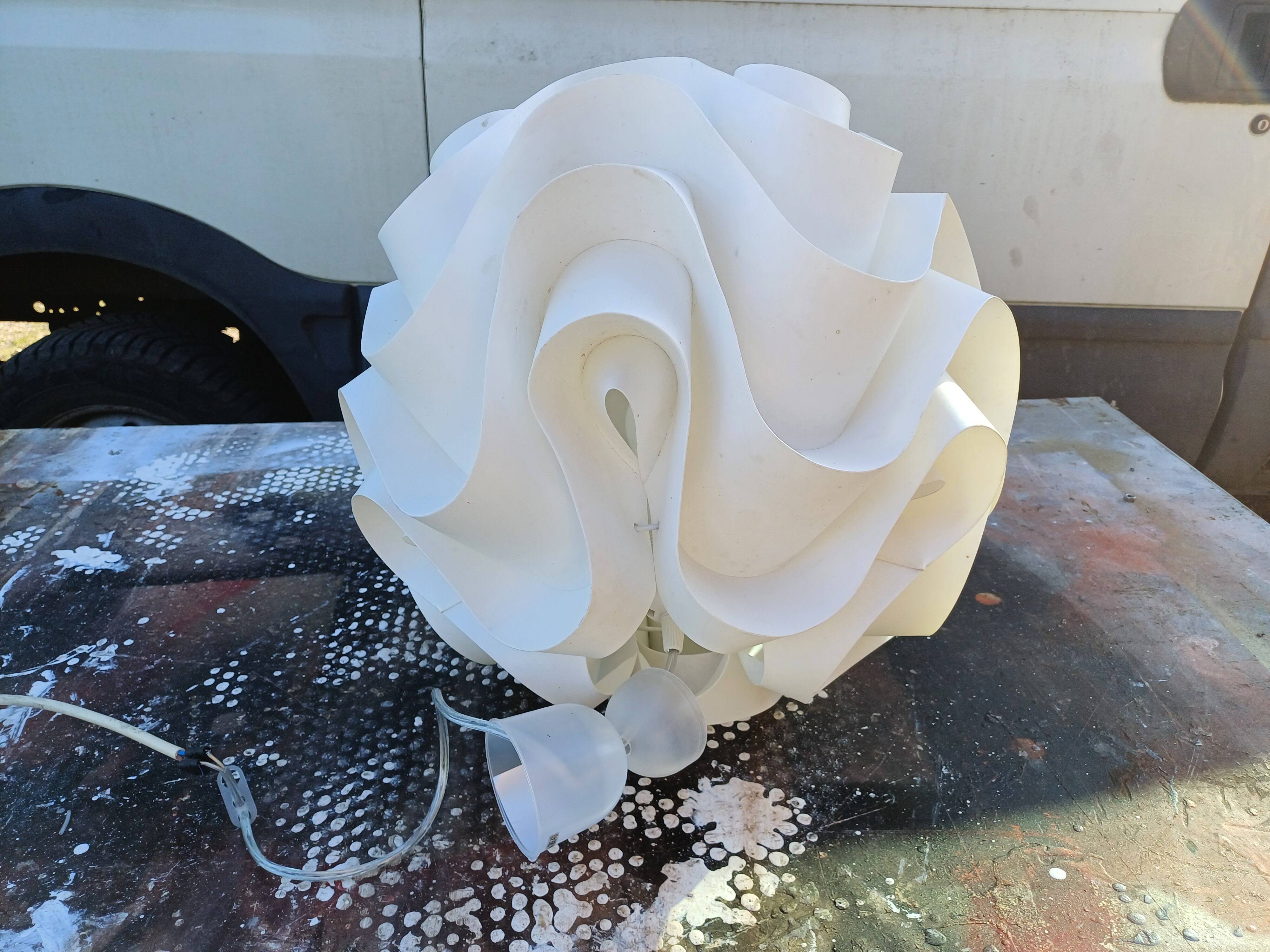 Vintage white plastic pendant lamp