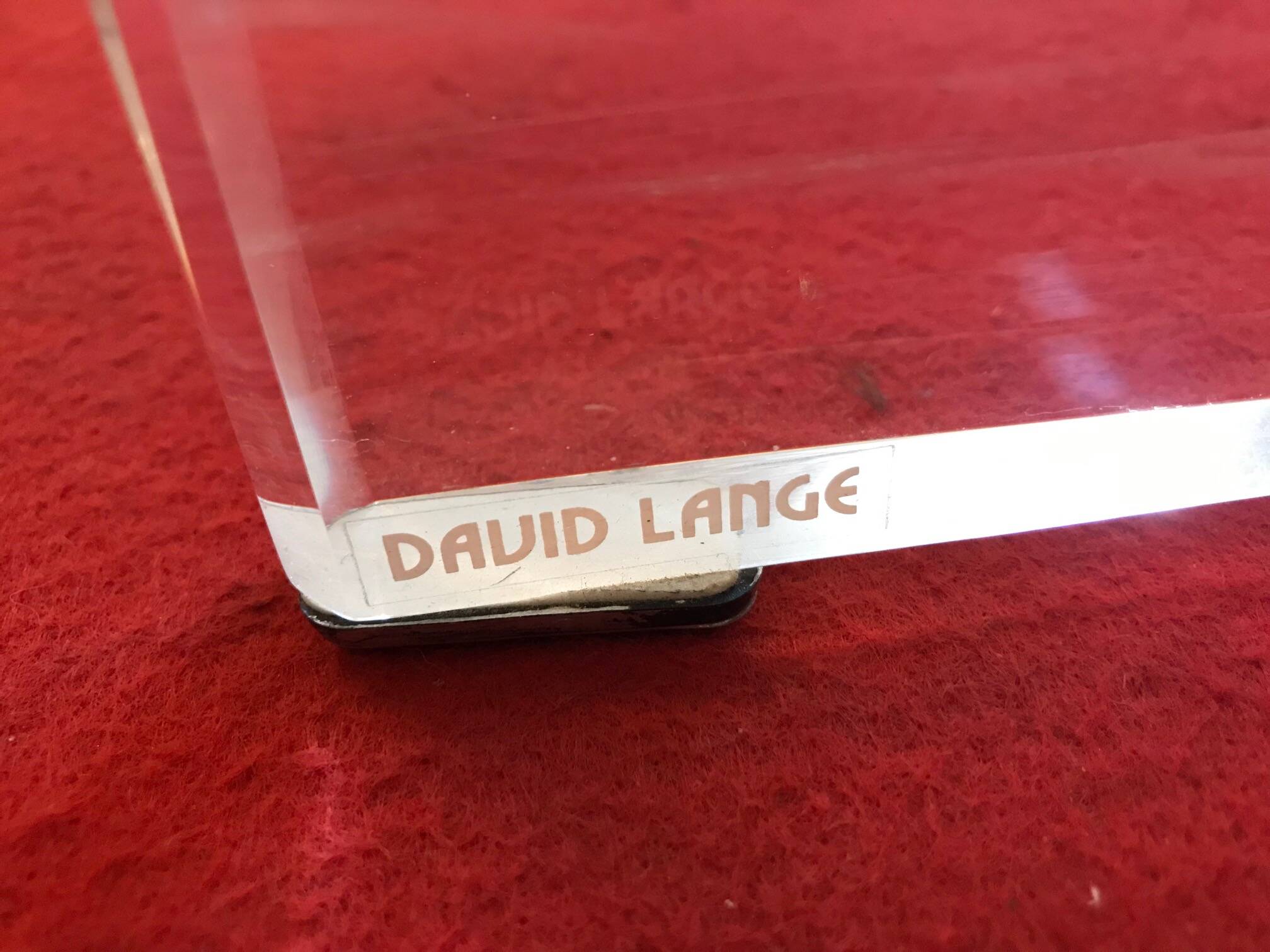 Dining table by David Lange (signature on the base).