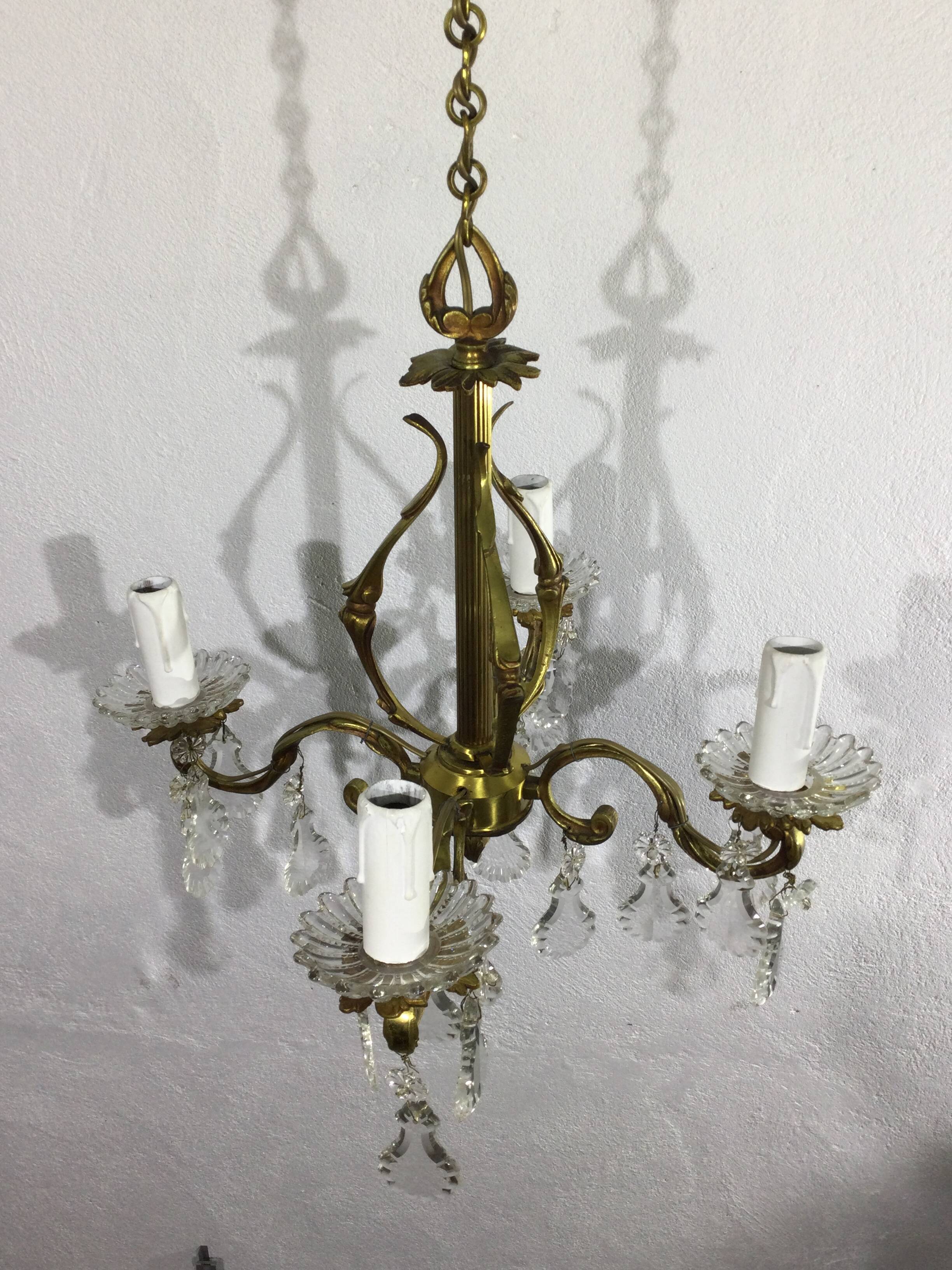 Chandelier With 4 Lights Bronze And Tassels