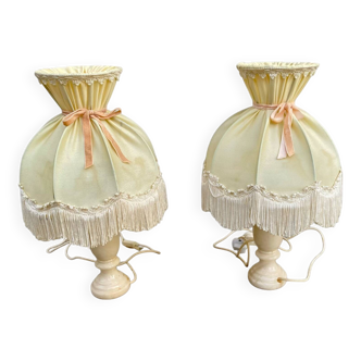 Two vintage alabaster bedside lamps