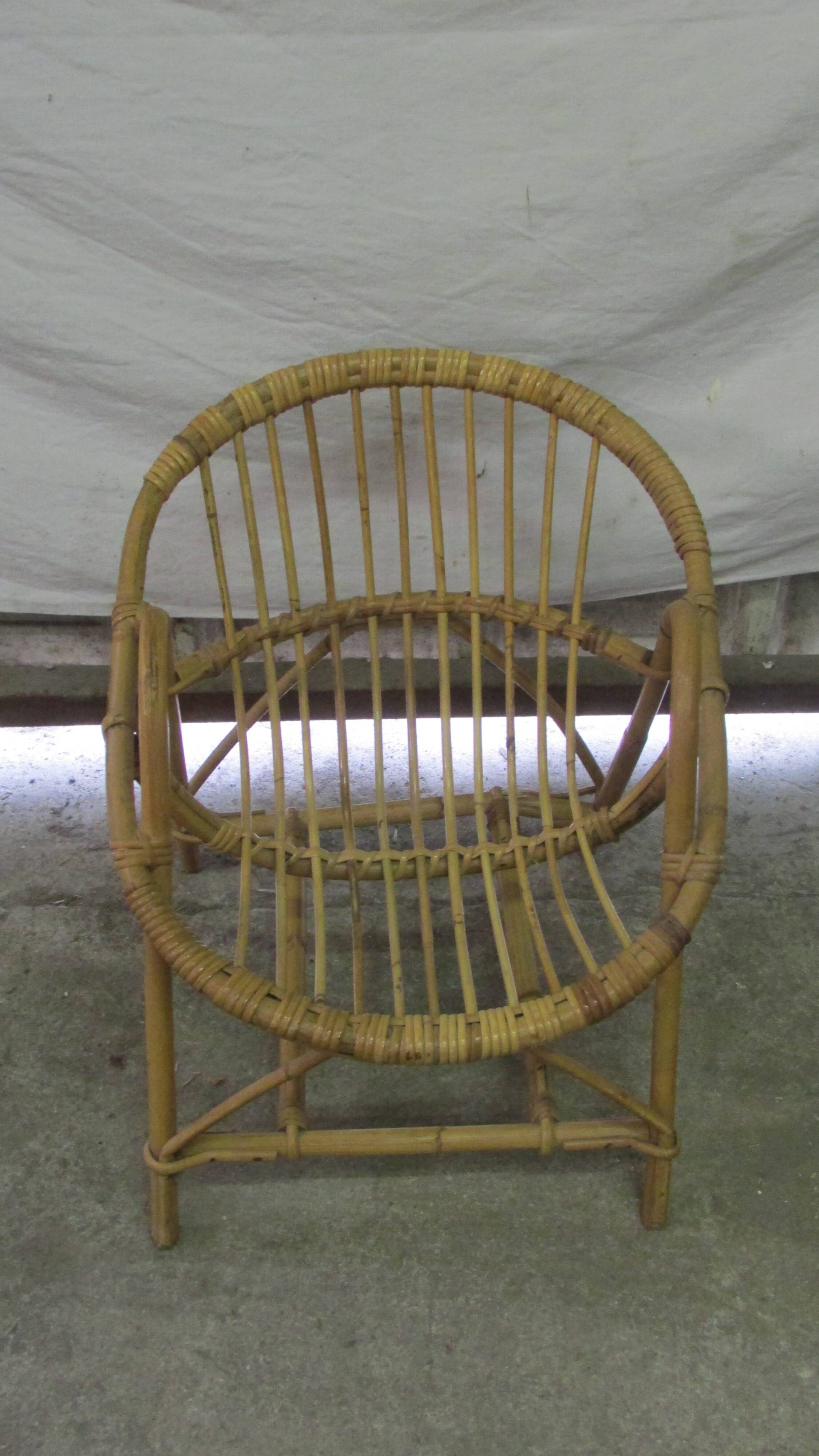 Children's rattan/bamboo shell armchair