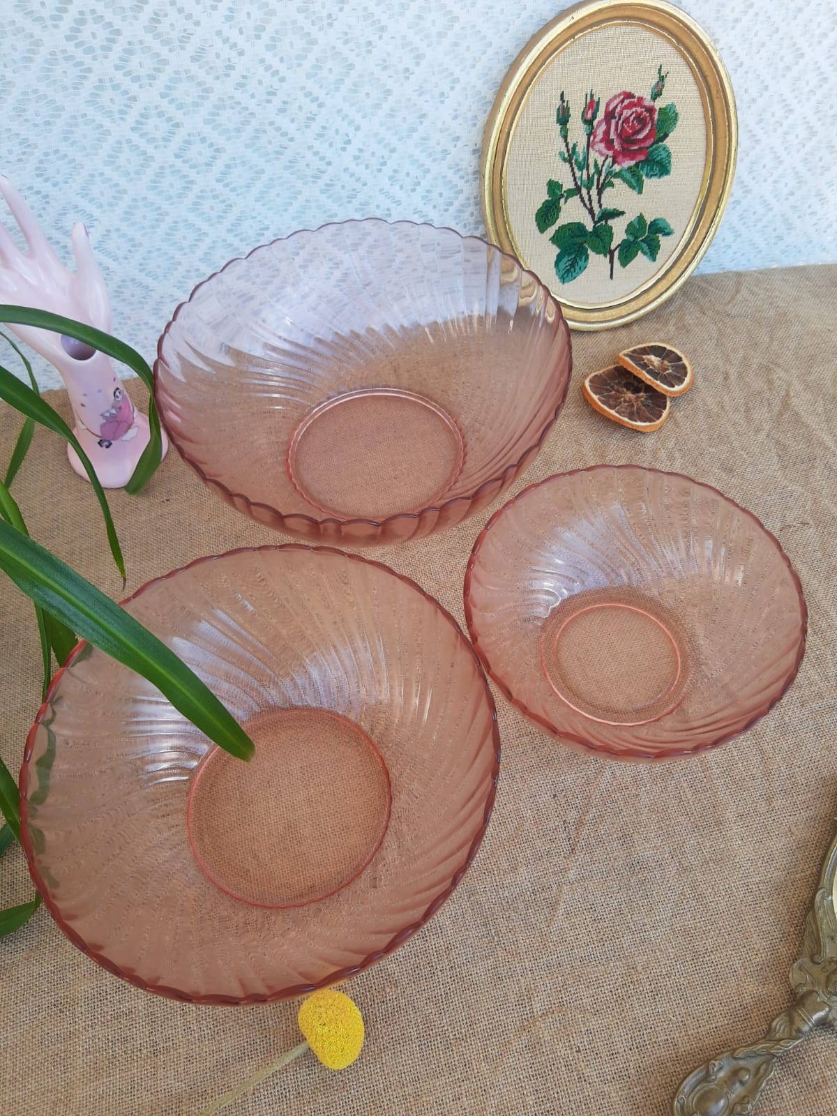 Trio of rosaline salad bowls twisted arcoroc