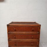 Commode bois et cannage