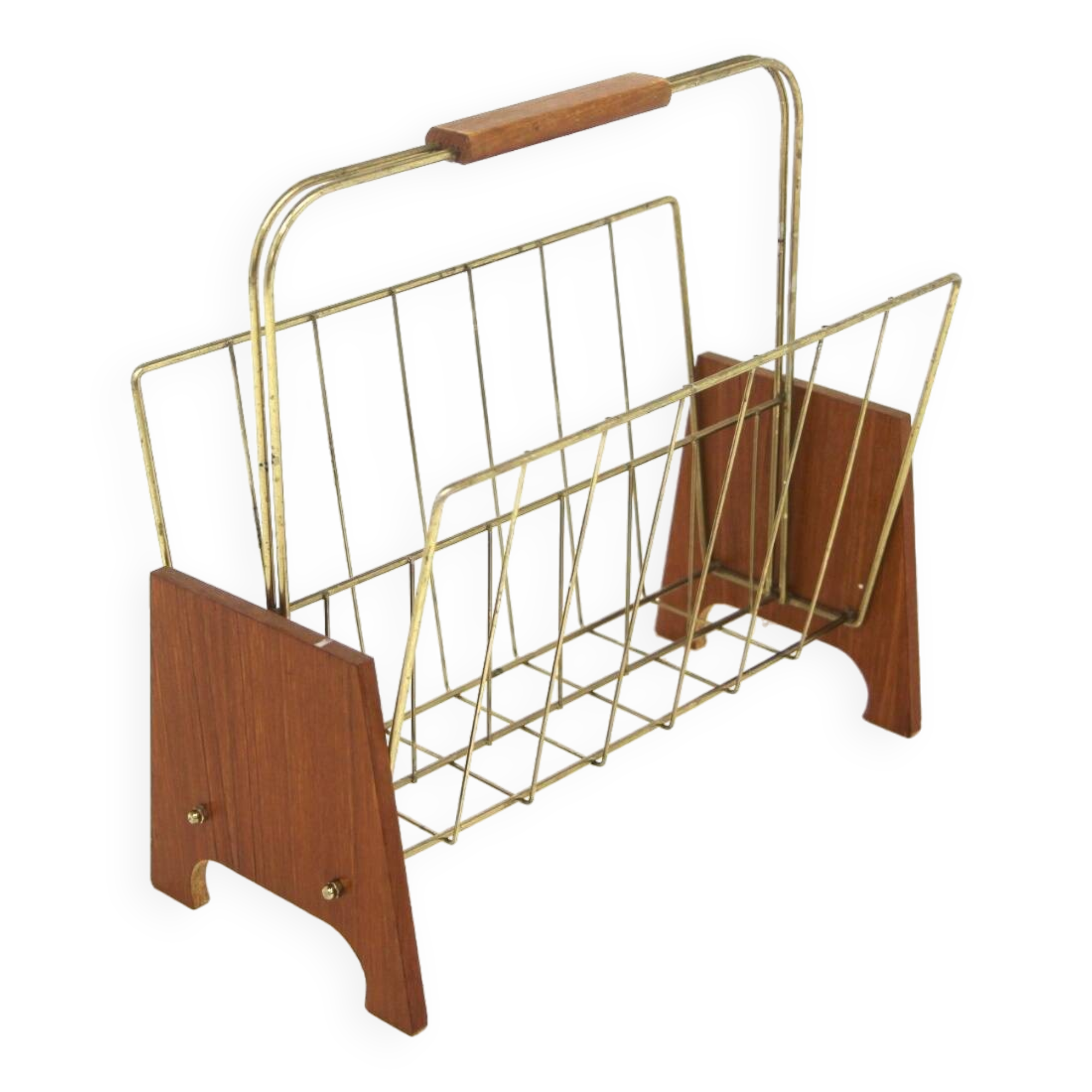 Teak and metal magazine rack, Sweden, 1940