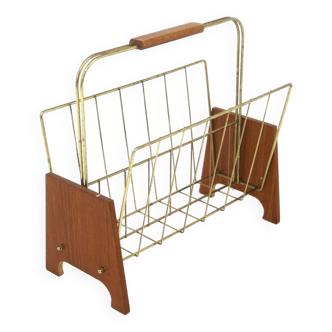 Teak and metal magazine rack, Sweden, 1940