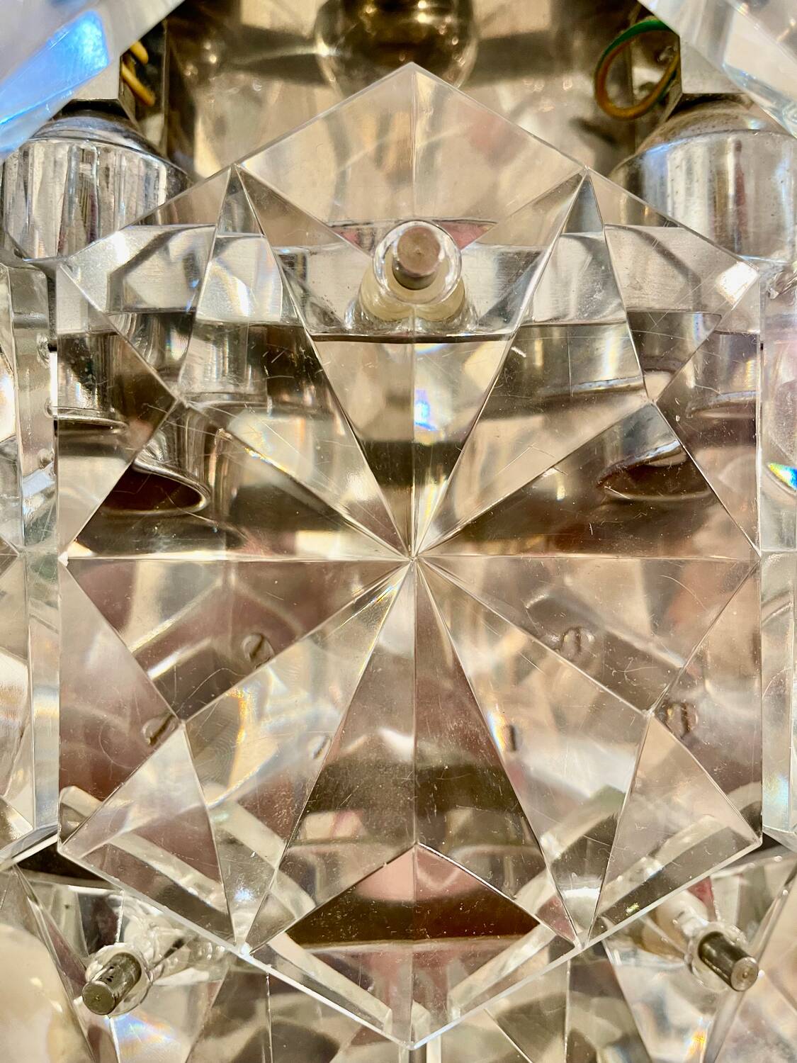 Kinkeldey glass and chrome wall lamp XXL model, 1970s