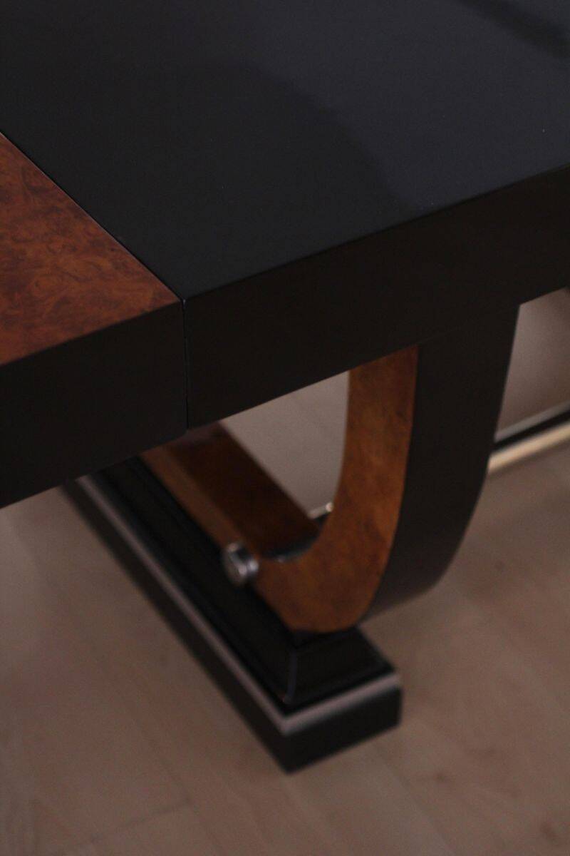 Expandable Art Deco Dining Table, Thuja Roots, Lacquered, France, circa 1930