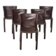 Set of 5 dark brown leather dining chairs