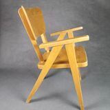 Vintage armchair child feet compass light wood