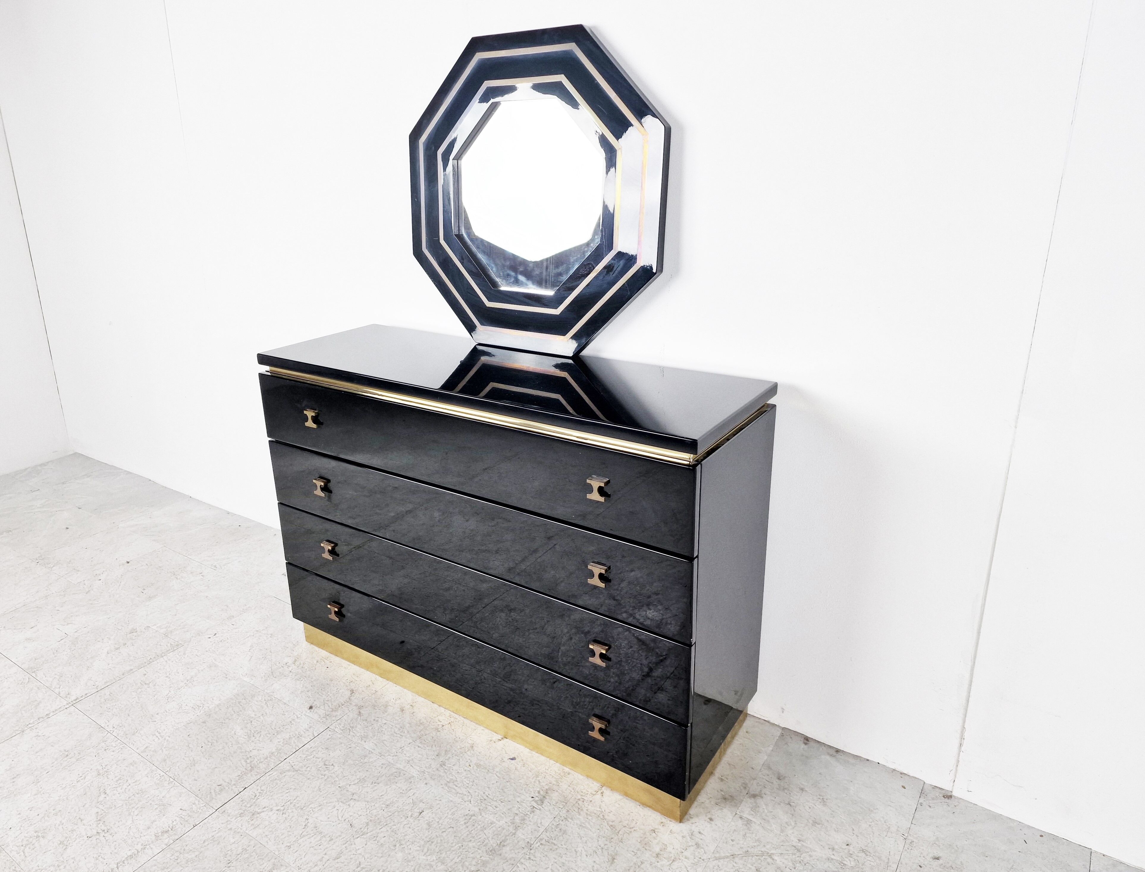 Jean Claude Mahey chest of drawers with mirror, 1970s