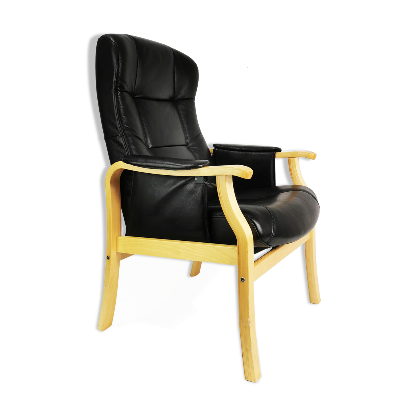 Leather reclining armchair, Nordic Easy Chair, Denmark.