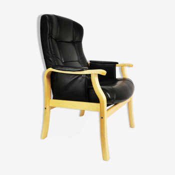 Fauteuil inclinable en cuir, Nordic Easy Chair, Danemark.
