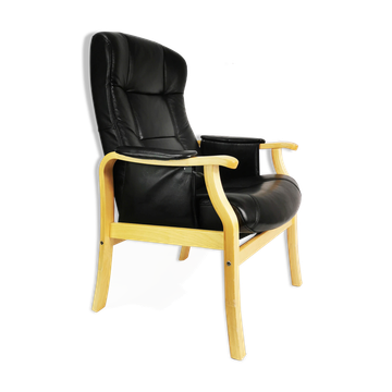 Fauteuil inclinable en cuir, Nordic Easy Chair, Danemark.
