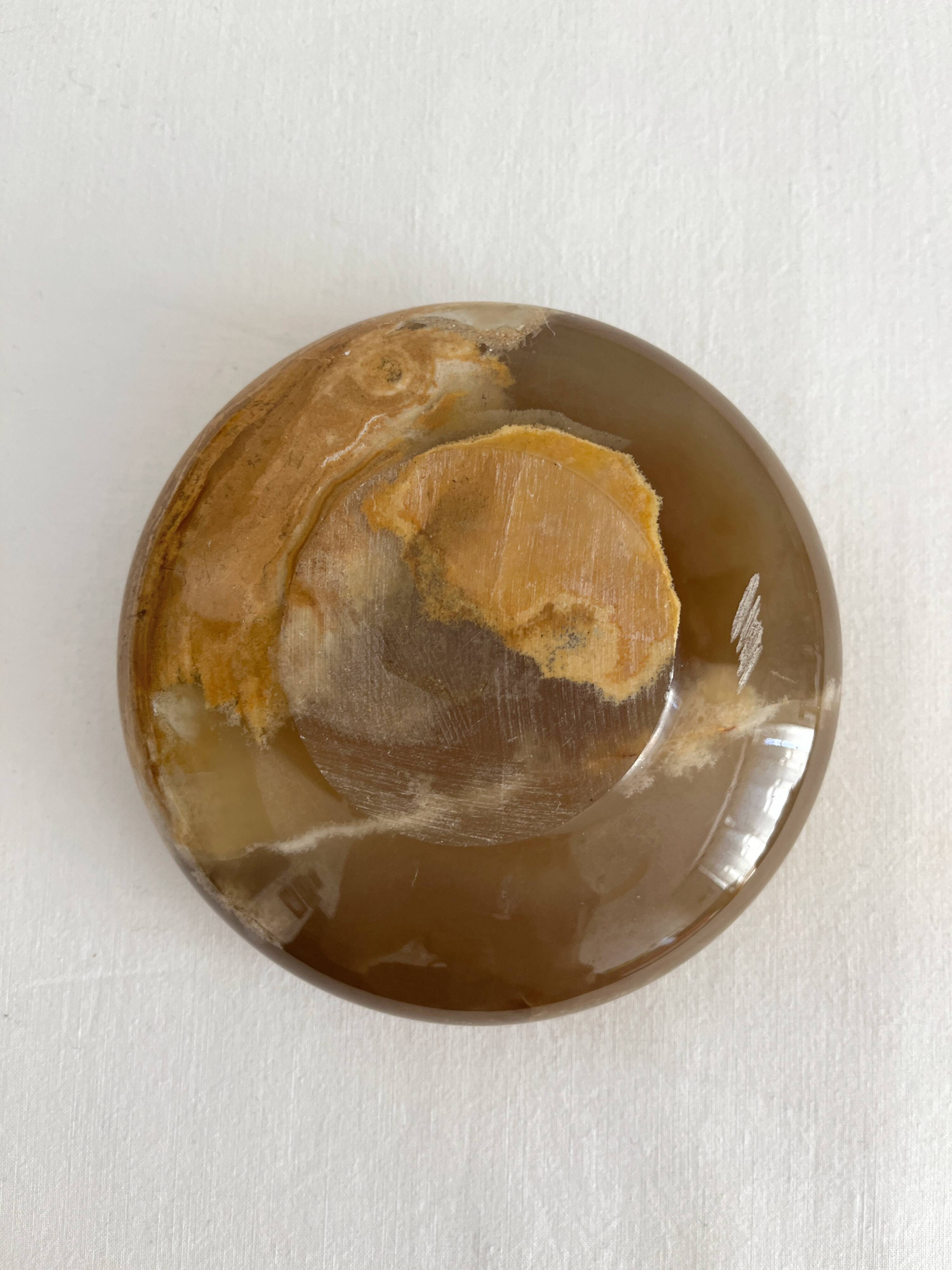 Vintage round alabaster or onyx ashtray