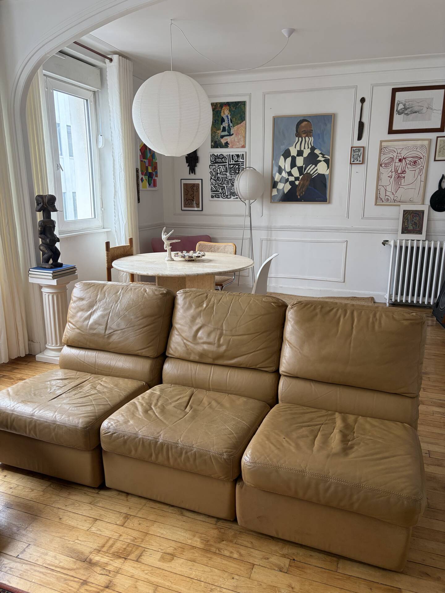 Lot de 5 chauffeuses en cuir vintage
