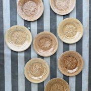 Longchamps Barbotine Terre de Fer dessert plates with fruit and hazelnuts
