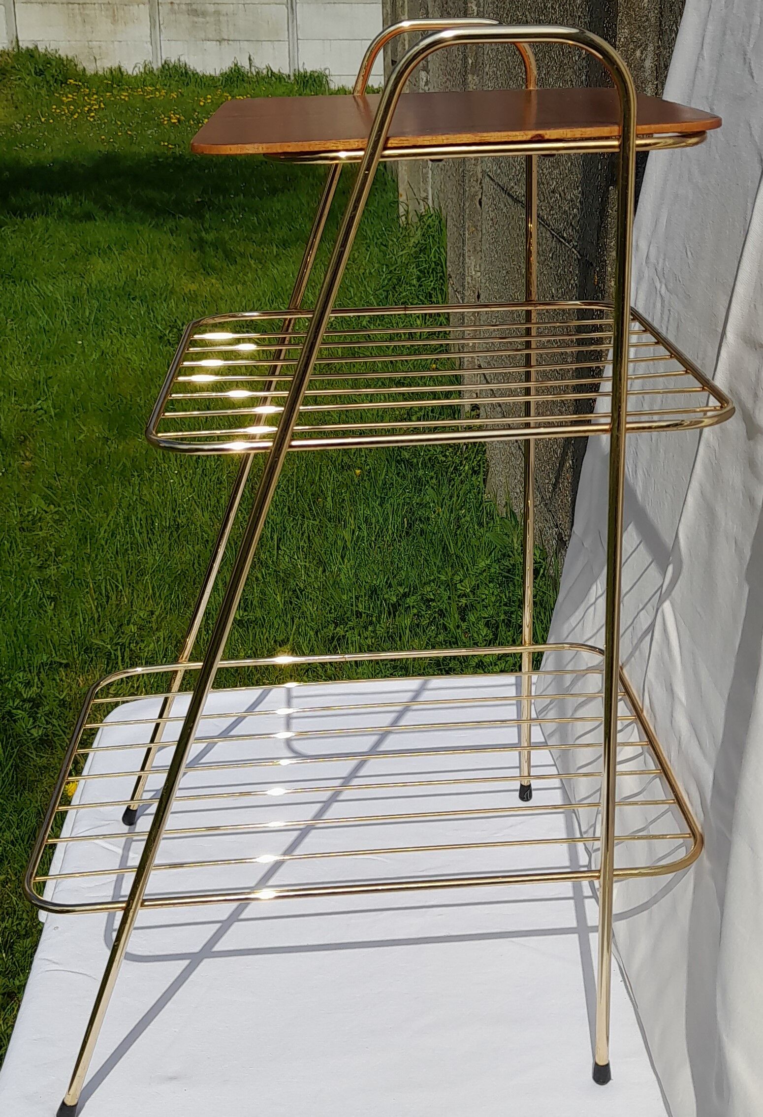 Golden metal side table 60s