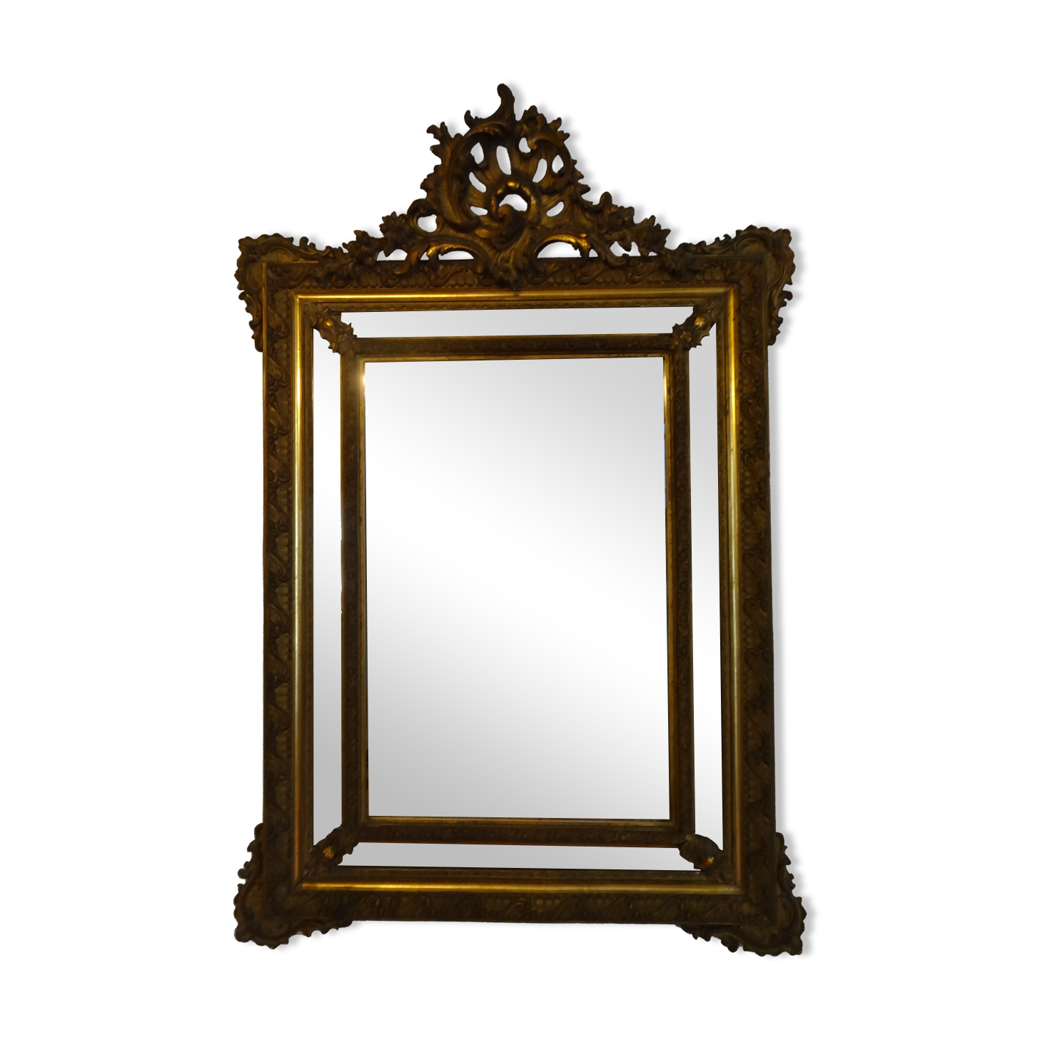 19th century golden stucco parcloses mirror 89x130cm