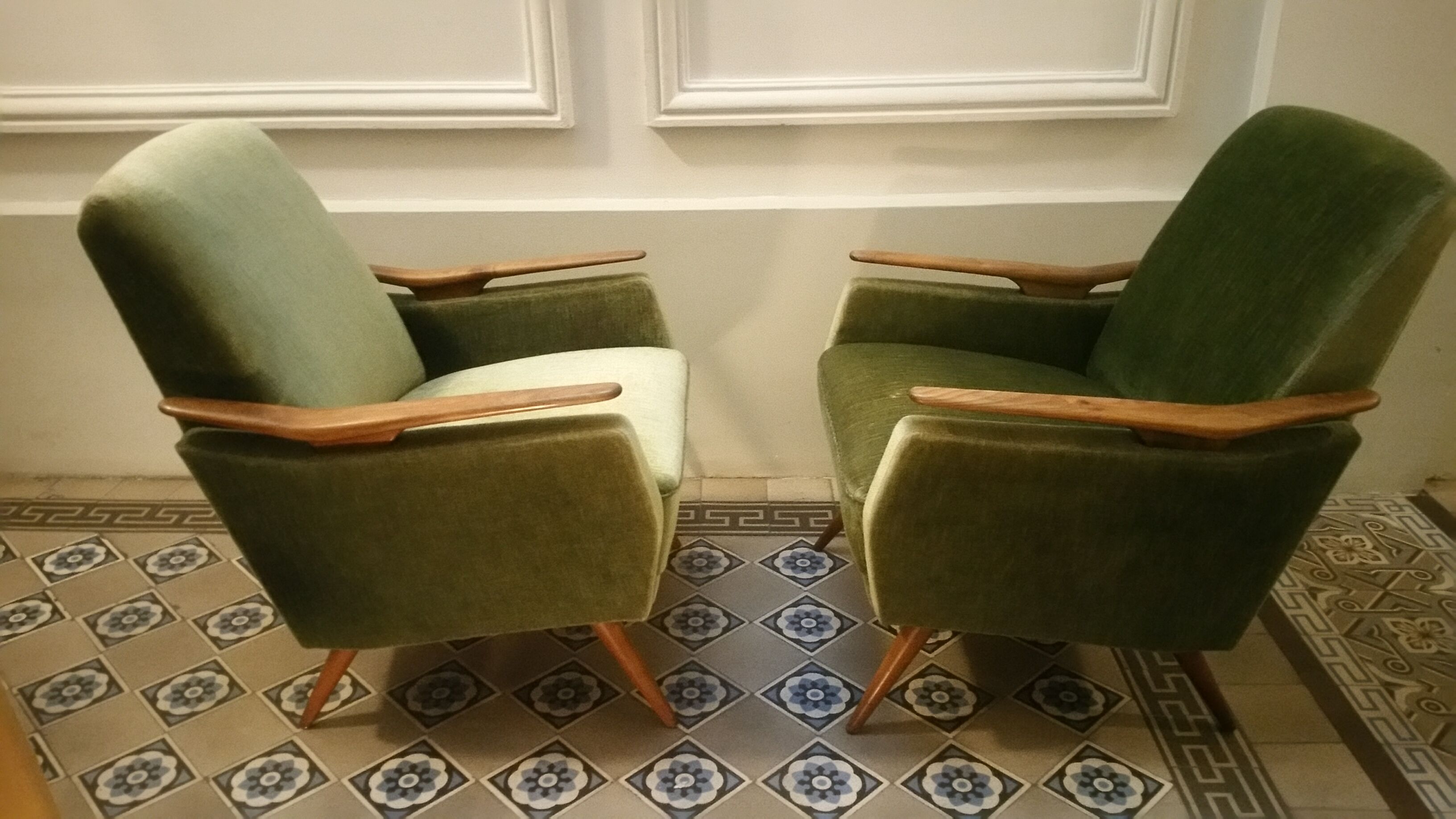 Club Chair fabric with armrests teak 50s 60s