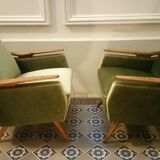 Club Chair fabric with armrests teak 50s 60s