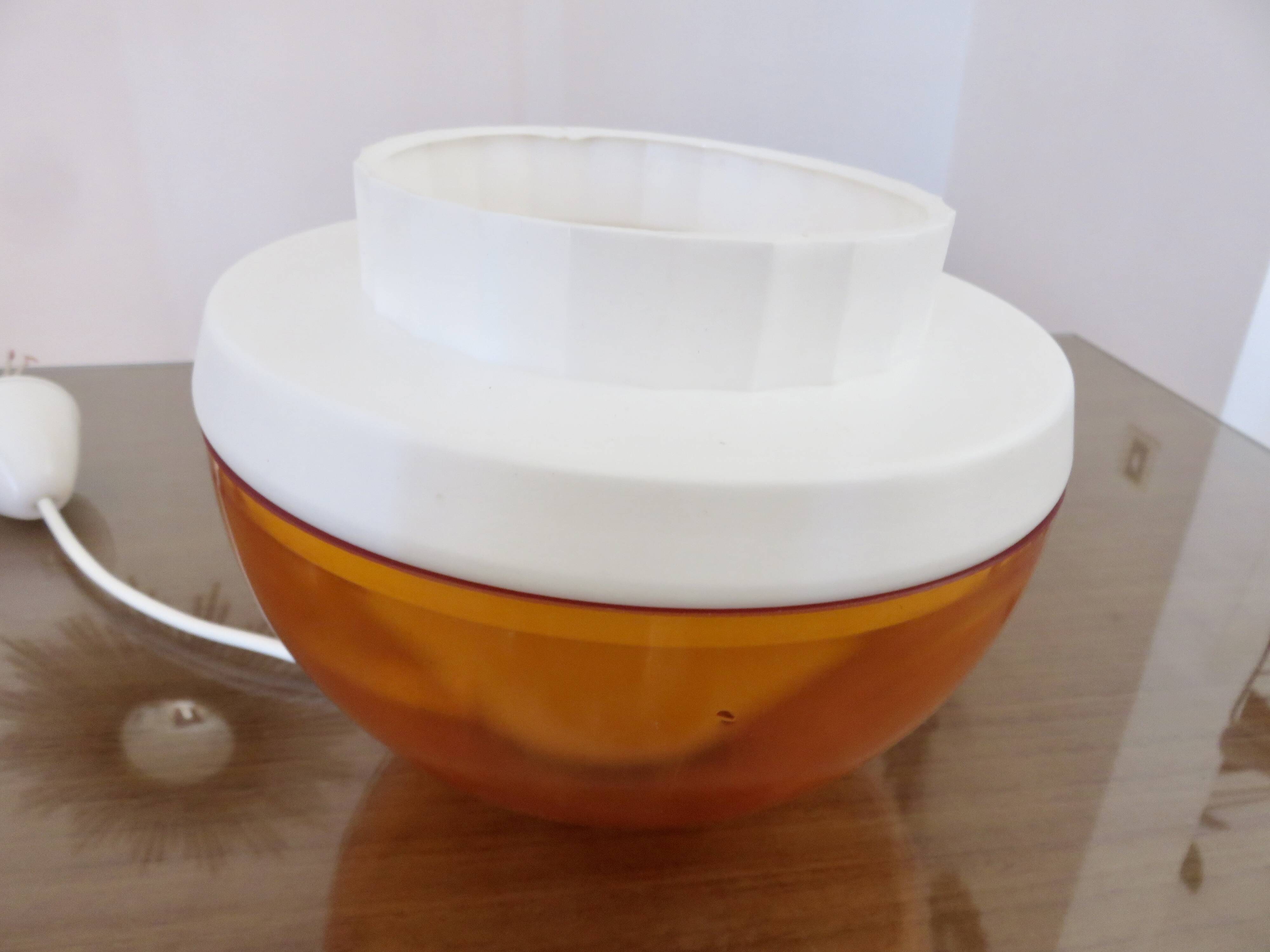 Orange plexiglass pendant light 1970