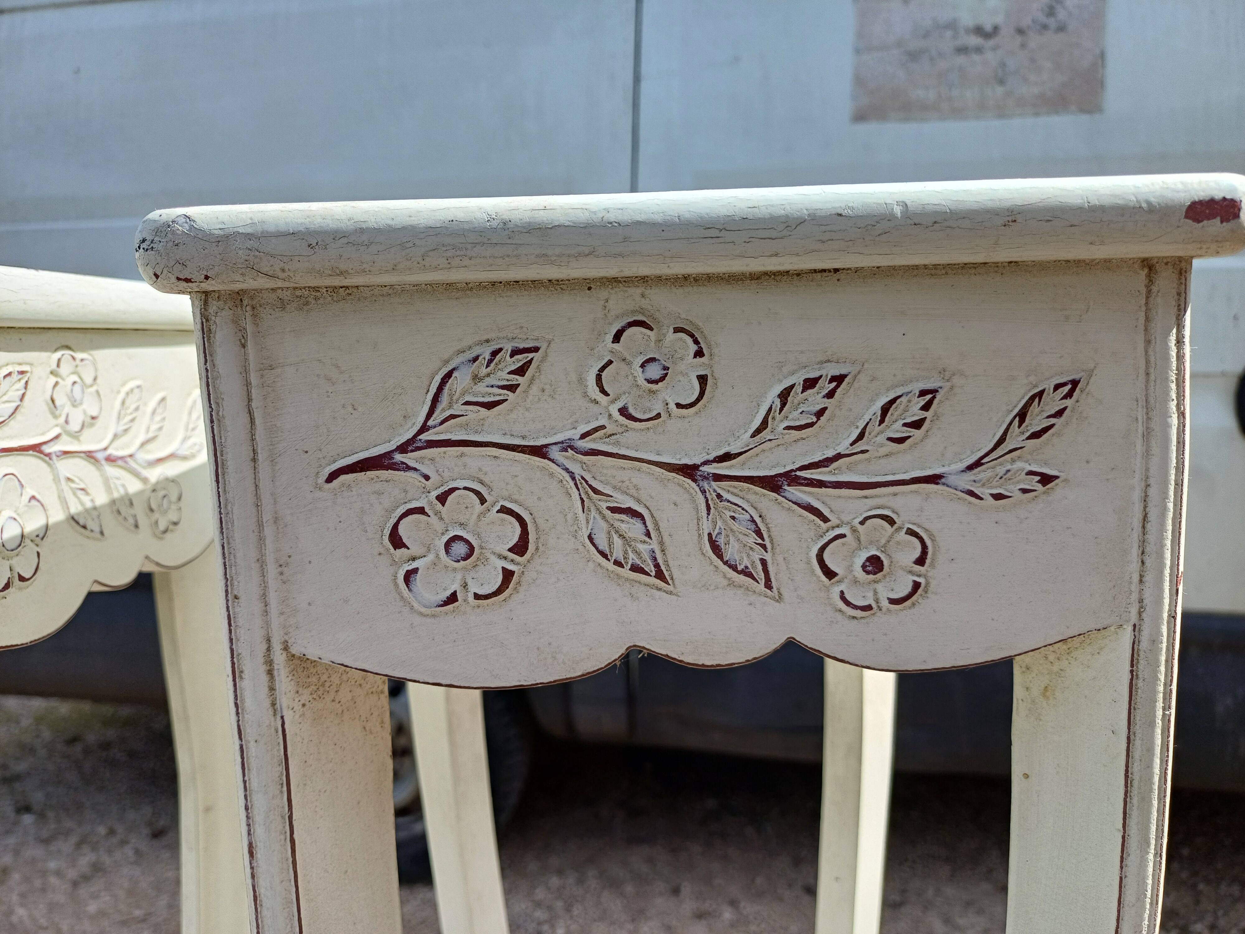 Pair of cream-washed wood stands