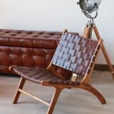 Pair of Teak & Leather heaters - model "Los Angeles" - Olivier de Schrijver