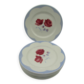 Assiettes à dessert vintage Badonviller décor de rose