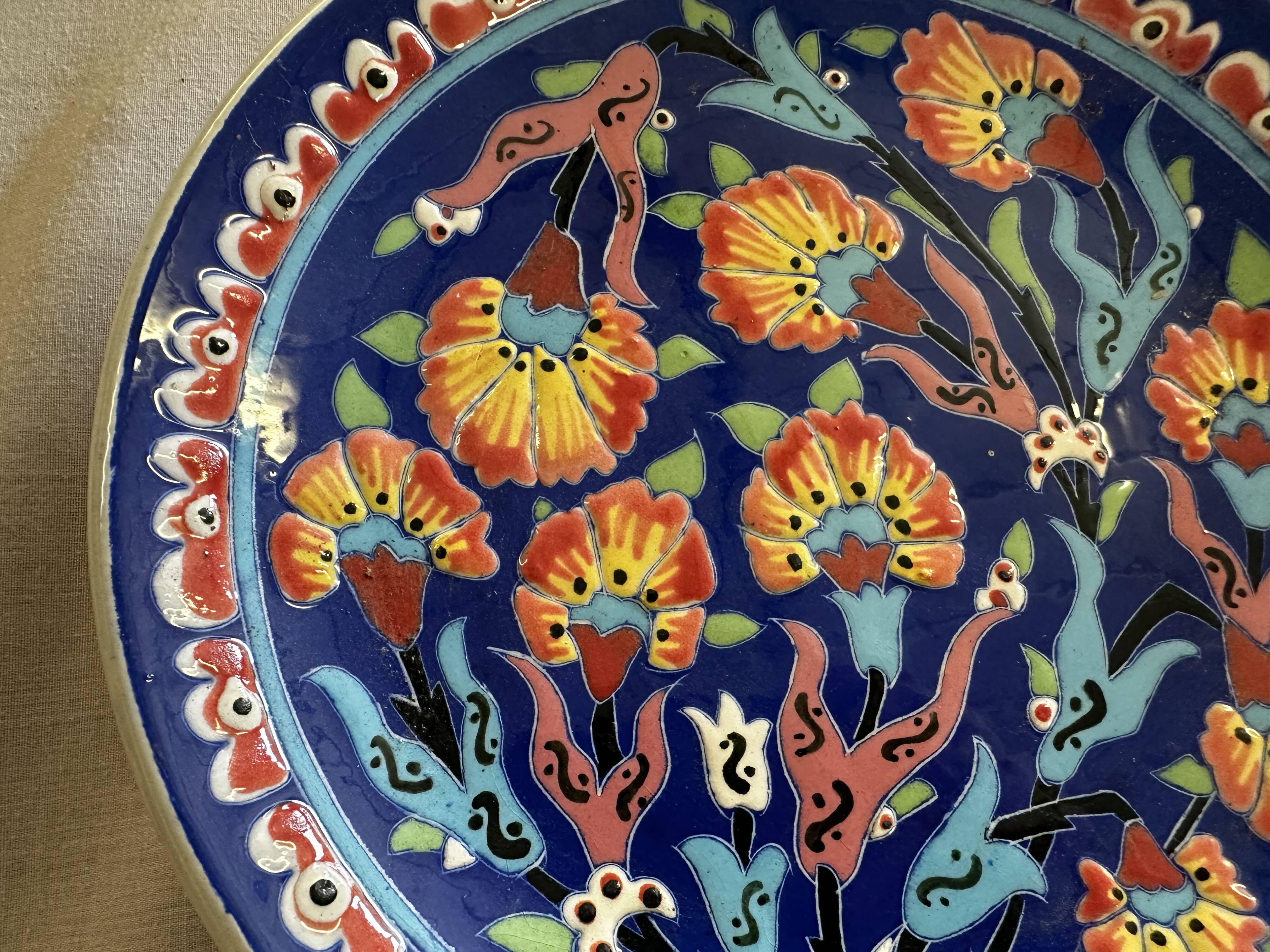 Kuthaya Decorative Plate Turkish Ceramic Handmade Diameter 23 cm