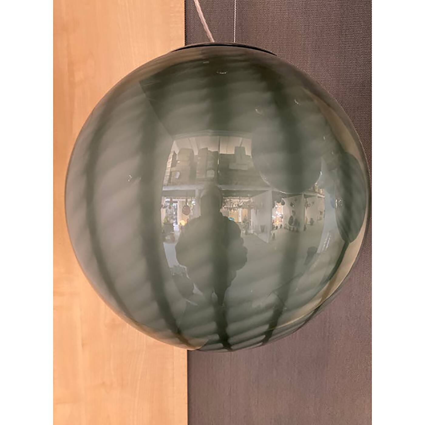 Contemporary Blue and Milky-White Spider Sphere Pendant in Murano Glass