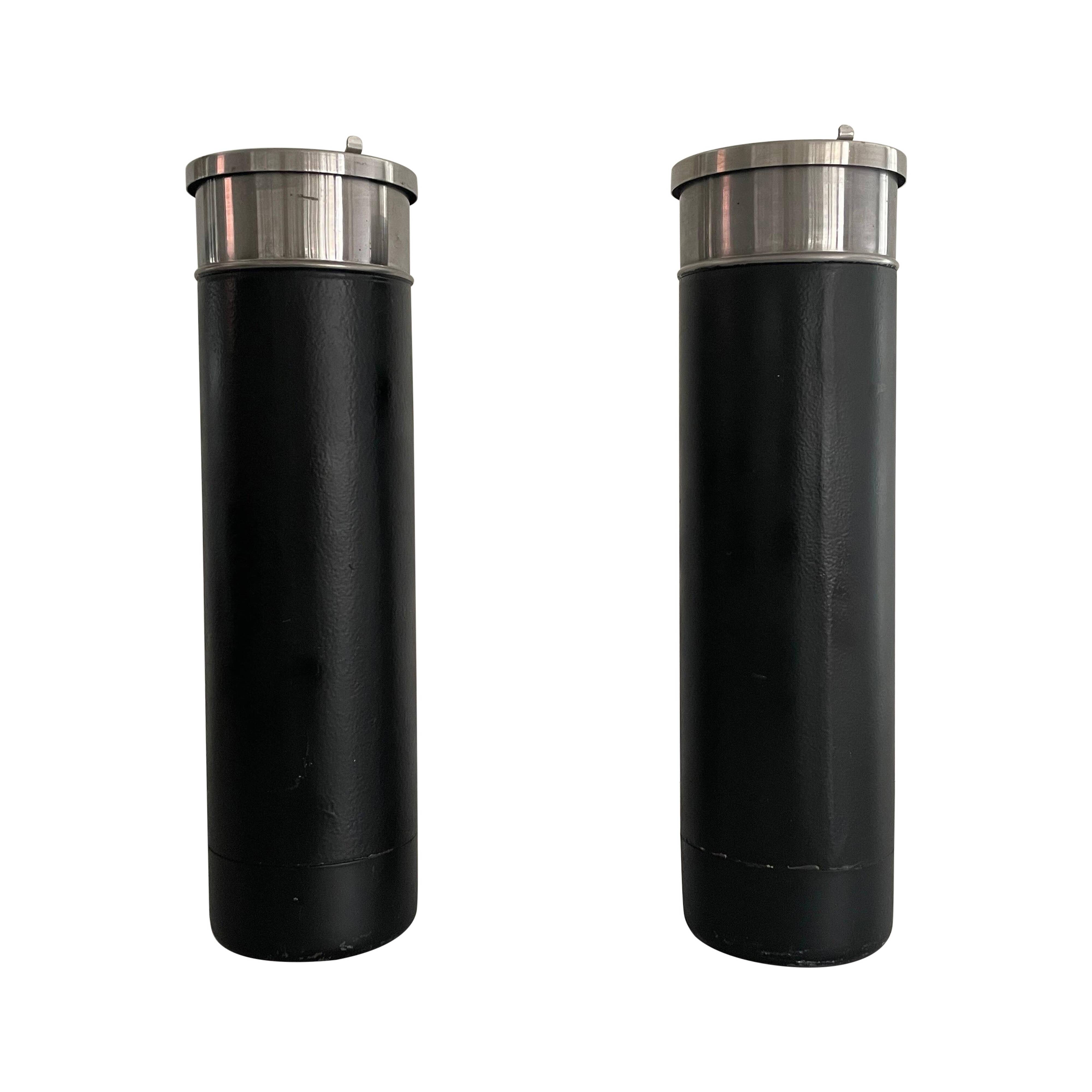 Set of 2 chrome floor ashtrays, 1960s, Germany