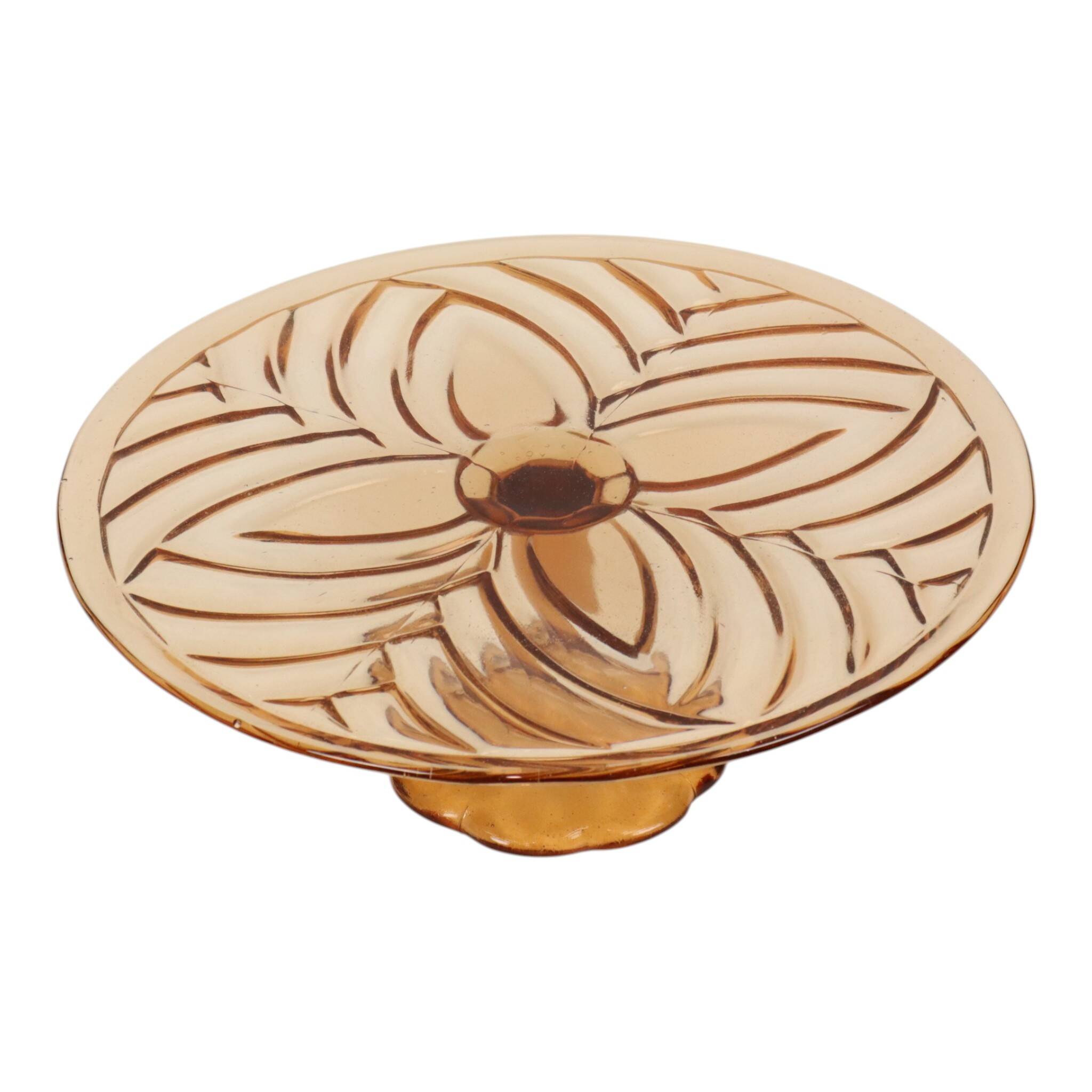 Amber Art Deco Cake Plate Pastry Dish Val Saint Lambert 33cm