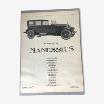 Publicité vintage à encadrer manessius carrosserie