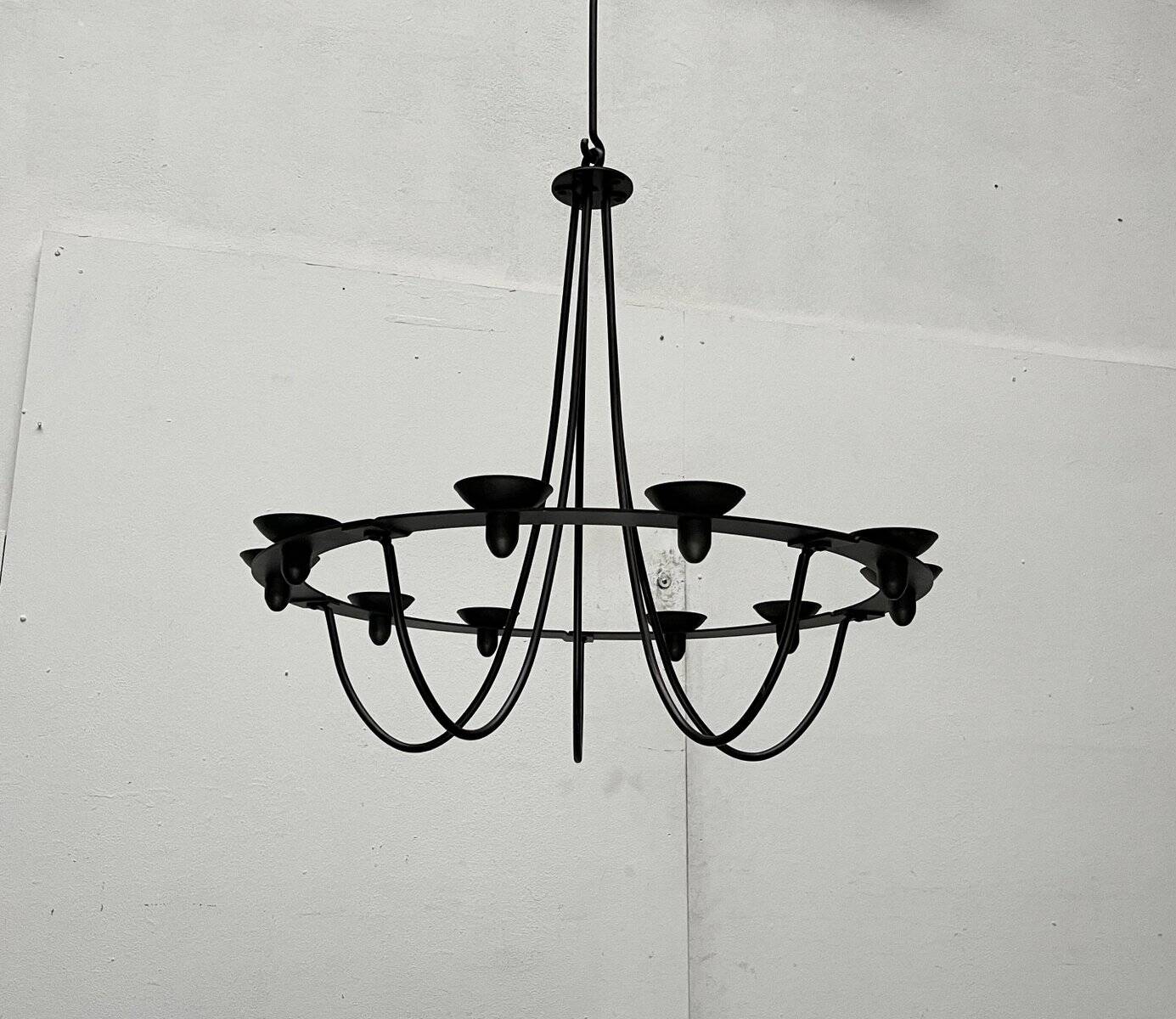 Vintage wrought iron candlestick chandelier by Ehlén Johansson for Ikea, 1990s.
