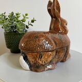 Hand-painted ceramic terrine box rabbit