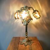 Art deco lamp, bunches of grapes in Murano glass, bronze base